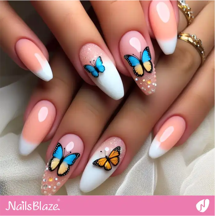Peach Fuzz Butterfly Nails Glitter Design | Color of the Year 2024 - NB1825